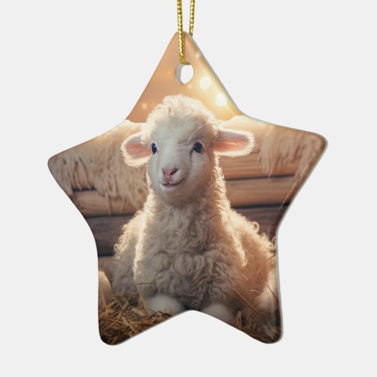 Grappige schapenkerst, cadeau voor boerderij liefh keramisch ornament (Links)