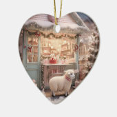 Grappige schapenkerst, cadeau voor boerderij liefh keramisch ornament (Links)