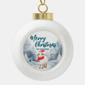 Grappige Schapenlamp Vrolijk Kerstboom sneeuw Vaka Keramische Bal Ornament (Voorkant)