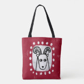 Grappige schapenram op rode Canvas tas (Achterkant)