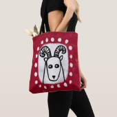 Grappige schapenram op rode Canvas tas (Dichtbij)