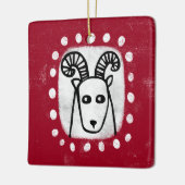 Grappige schapenram op rood Ornament (Links)