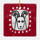 Grappige schapenram op rood Ornament (Achterkant)