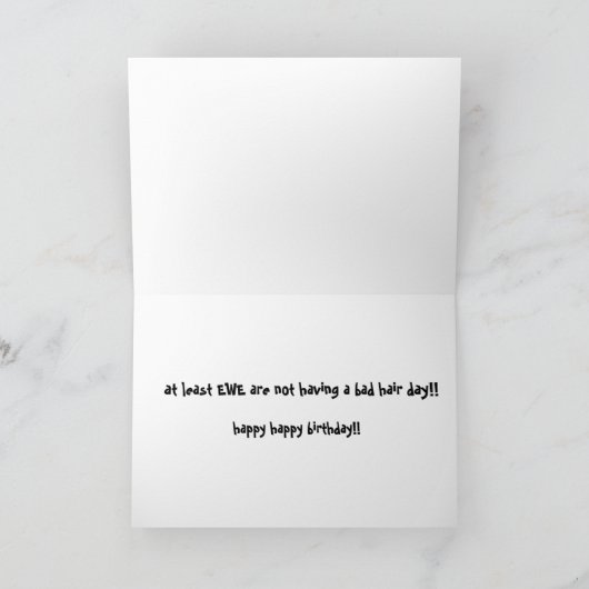 Grappige schapenverjaardag, oude, slechte haardag! kaart (Binnen)