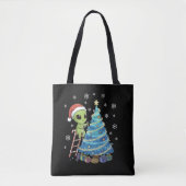 Grappige Schattige Alien Kerstman Versiert Ruimte  Tote Bag (Voorkant)
