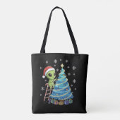 Grappige Schattige Alien Kerstman Versiert Ruimte  Tote Bag (Achterkant)