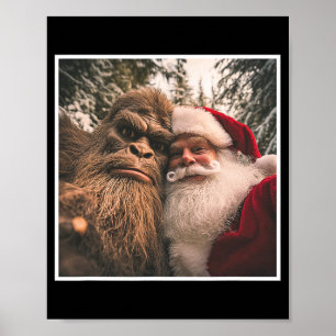 Grappige Schattige Bigfoot Kerstman Selfie Kerstmi Poster