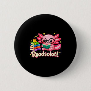 Grappige schattige boekenwurm axolotl readsolotl b ronde button 5,7 cm