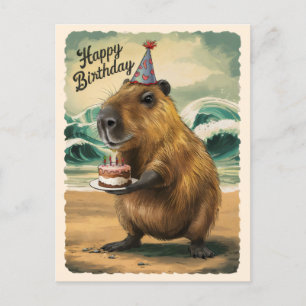Grappige Schattige Capybara Gelukkige Verjaardag Briefkaart