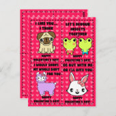 Grappige schattige cartoon dierlijke valentijnen b briefkaart (Voorkant / Achterkant)