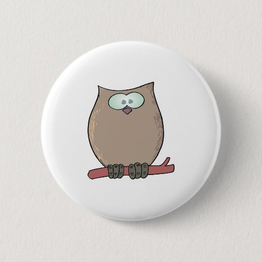 grappige schattige cartoon uil ronde button 5,7 cm (Voorkant)