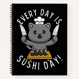 Grappige Schattige Chef Kat Elke Dag is het Sushi Notitieboek