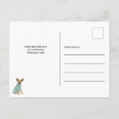 Grappige schattige chihuaha hond illustratie beweg aankondigingskaart (Achterkant)