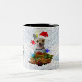 Grappige, Schattige Chihuahua Hond Krijst Kerstmis Tweekleurige Koffiemok