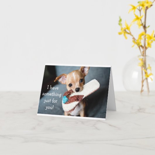 Grappige schattige chihuahua hond verjaardagskaart kaart (Gele Bloem)