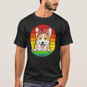 Grappige Schattige Corgi Moeder Rode Stip Retro Pu T-shirt