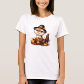 Grappige Schattige Dankbare Otter Thanksgiving T-shirt (Voorkant)