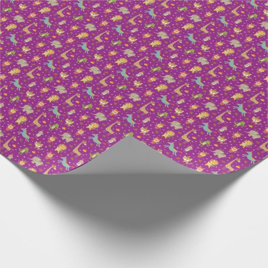 Grappige schattige dieren vieren Kerstmis Cadeaupapier (Hoek)