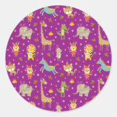 Grappige schattige dieren vieren Kerstmis Ronde Sticker (Voorkant)