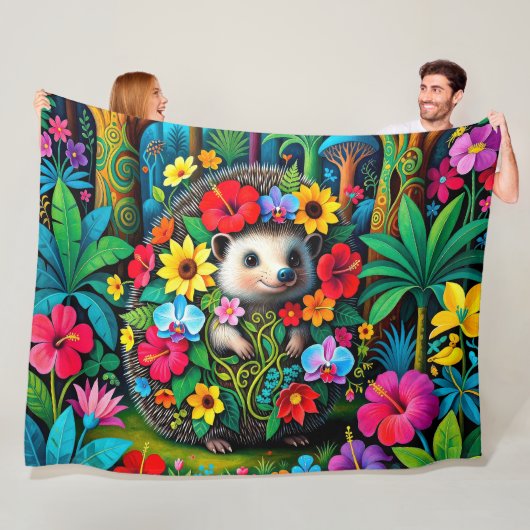 Grappige Schattige Egel Dier Fleece Deken (In situ)
