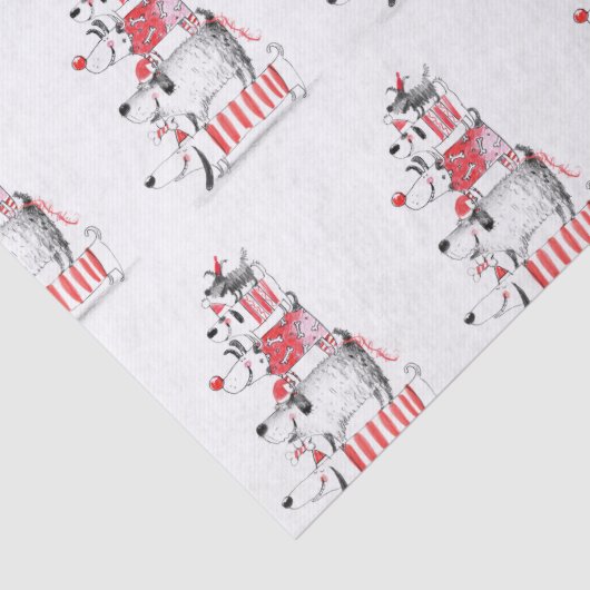 Grappige Schattige Feestelijke Honden Prettig Kers Tissuepapier (Detail)