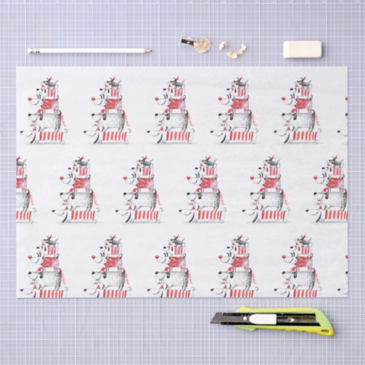 Grappige Schattige Feestelijke Honden Prettig Kers Tissuepapier (Craft)