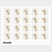 Grappige Schattige Giraffe Esthetisch  Vierkante Sticker (Vel)
