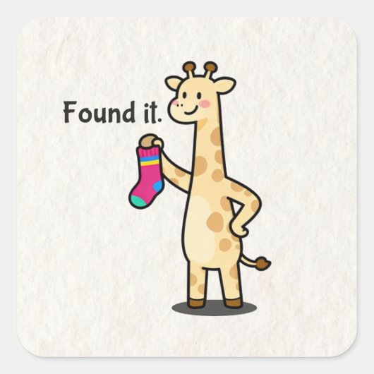 Grappige Schattige Giraffe Esthetisch  Vierkante Sticker (Voorkant)