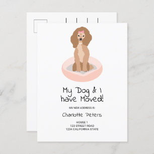 Grappige schattige girly poedel hond illustratie b aankondigingskaart