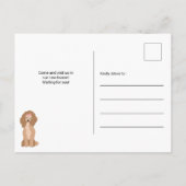 Grappige schattige girly poedel hond illustratie b aankondigingskaart (Achterkant)