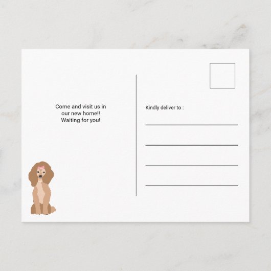 Grappige schattige girly poedel hond illustratie b aankondigingskaart (Achterkant)
