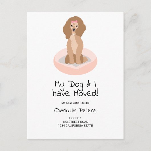 Grappige schattige girly poedel hond illustratie b aankondigingskaart (Voorkant)