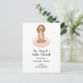 Grappige schattige girly poedel hond illustratie b aankondigingskaart (Staand voorkant)