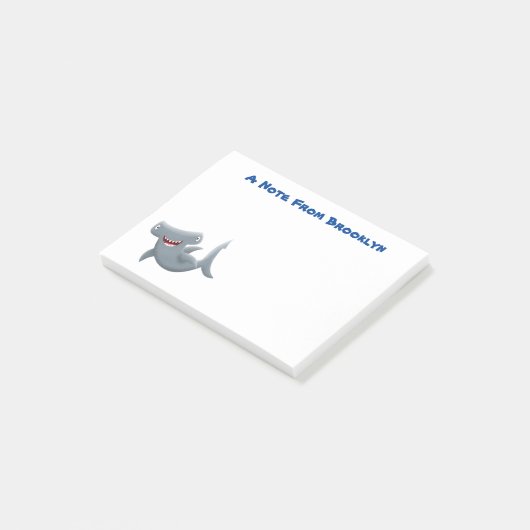 Grappige schattige hamerhaai cartoon post-it® notes (Schuin)