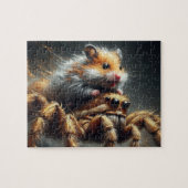 Grappige schattige hamster die op een gigantische legpuzzel (Horizontaal)