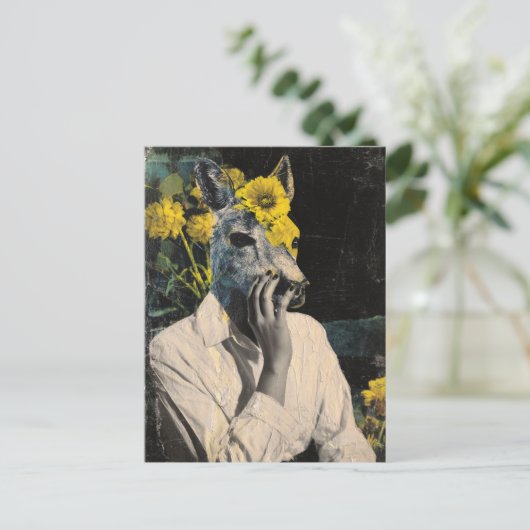 Grappige Schattige herten vrouw collage Briefkaart (Staand voorkant)