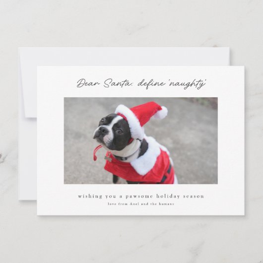 Grappige & Schattige Honden Kerstkaart met 'Defini (Voorkant)