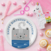 Grappige schattige kat. Kinder / Baby Boy Dierenve Papieren Bordje (Feest)