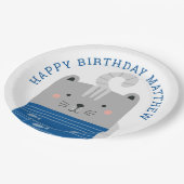 Grappige schattige kat. Kinder / Baby Boy Dierenve Papieren Bordje (Gekanteld)