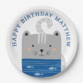 Grappige schattige kat. Kinder / Baby Boy Dierenve Papieren Bordje (Voorkant)