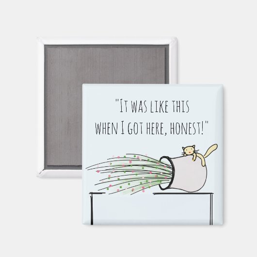 Grappige schattige kat kloppen dingen over magneet (Voorkant / Achterkant)