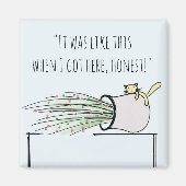 Grappige schattige kat kloppen dingen over magneet (Voorkant)