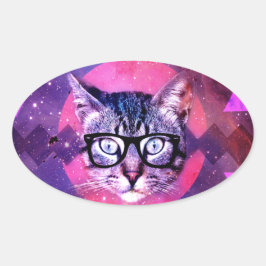 Grappige Schattige Katten bril Cat Ovale Sticker
