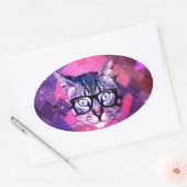 Grappige Schattige Katten bril Cat Ovale Sticker (Envelop)