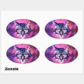 Grappige Schattige Katten bril Cat Ovale Sticker (Vel)