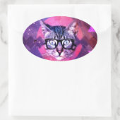 Grappige Schattige Katten bril Cat Ovale Sticker (Tas)