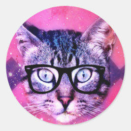 Grappige Schattige Katten bril Cat Ronde Sticker