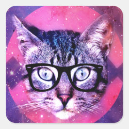 Grappige Schattige Katten bril Cat Vierkante Sticker