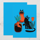 Grappige schattige katten cartoon illustratie, sch kaart (Voorkant / Achterkant)