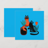 Grappige schattige katten cartoon illustratie, sch save the date (Voorkant / Achterkant)